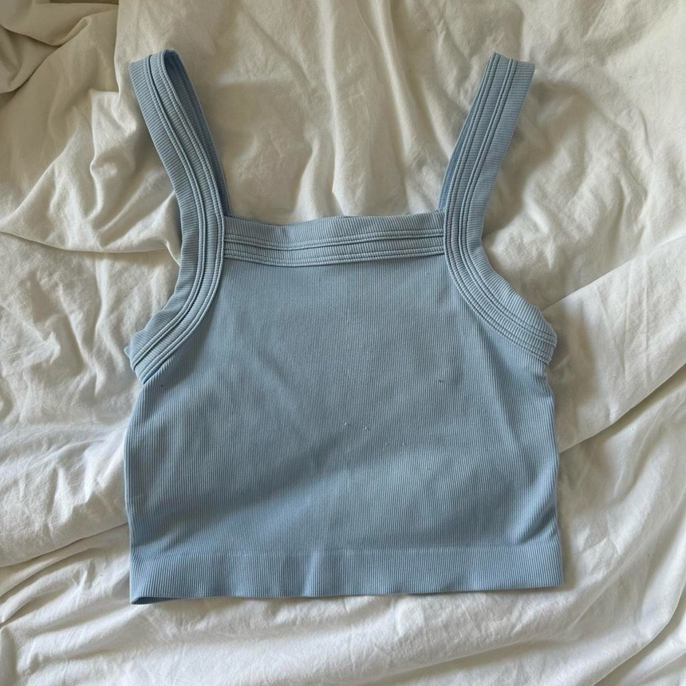 Urban Outfitters Blue Ribbed Crop Tank Top